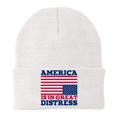 America Is In Great Distress Upside Down Flag Knit Cap Winter Beanie