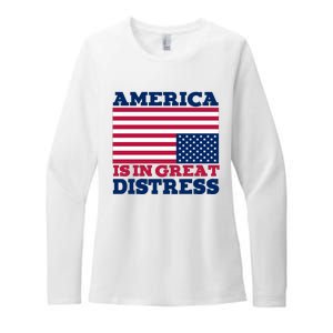 America Is In Great Distress Upside Down Flag Womens CVC Long Sleeve Shirt