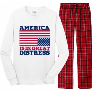 America Is In Great Distress Upside Down Flag Long Sleeve Pajama Set