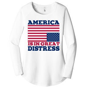 America Is In Great Distress Upside Down Flag Women's Perfect Tri Tunic Long Sleeve Shirt