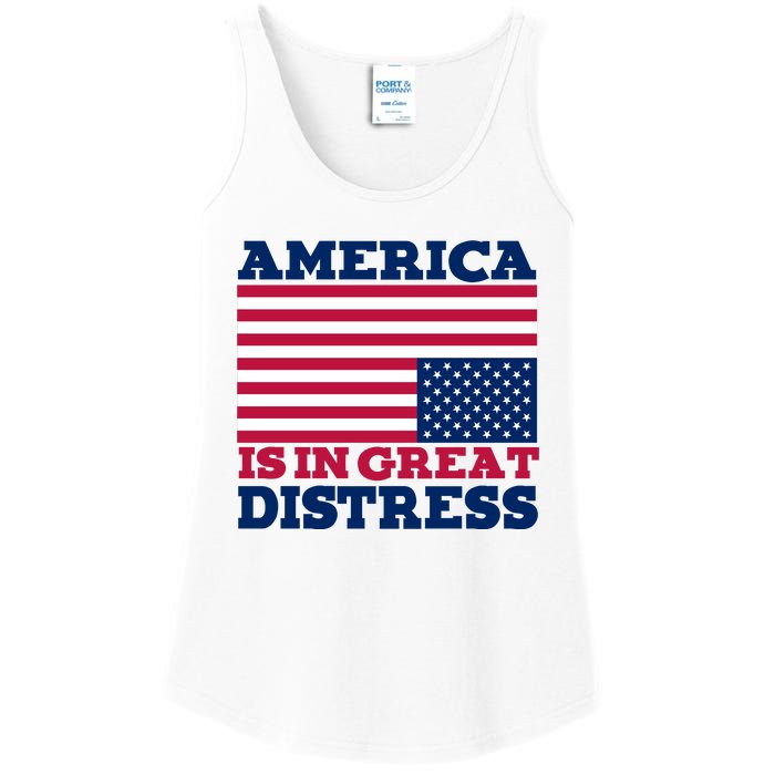 America Is In Great Distress Upside Down Flag Ladies Essential Tank