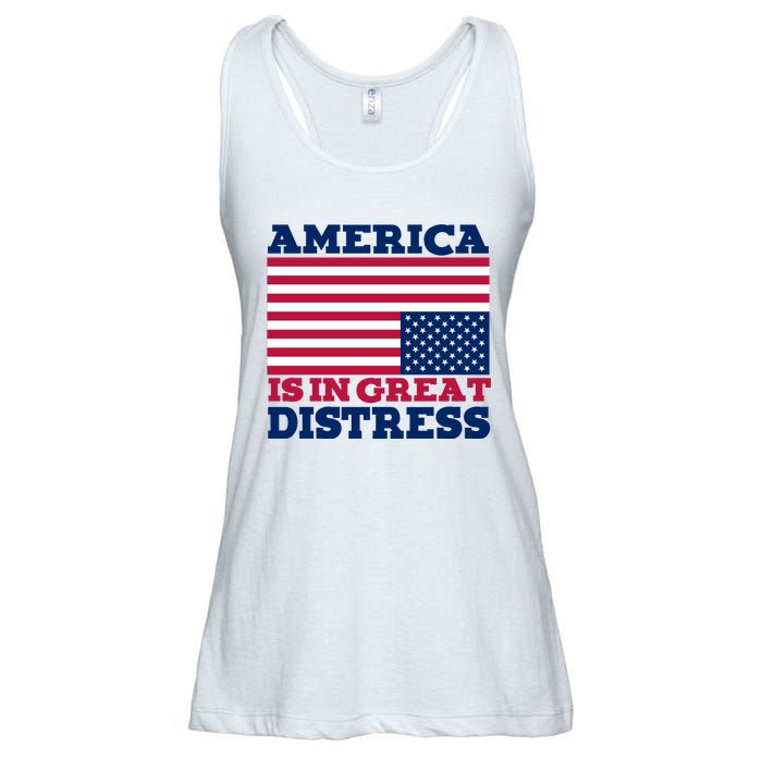 America Is In Great Distress Upside Down Flag Ladies Essential Flowy Tank