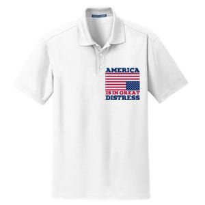 America Is In Great Distress Upside Down Flag Dry Zone Grid Polo