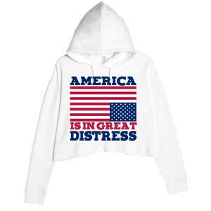 America Is In Great Distress Upside Down Flag Crop Fleece Hoodie