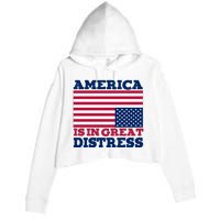 America Is In Great Distress Upside Down Flag Crop Fleece Hoodie