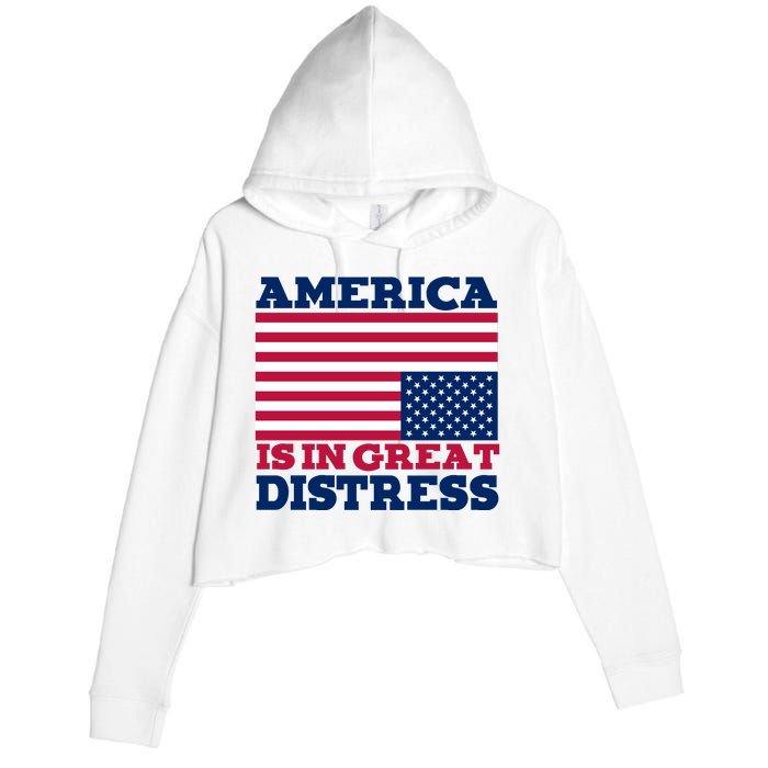 America Is In Great Distress Upside Down Flag Crop Fleece Hoodie