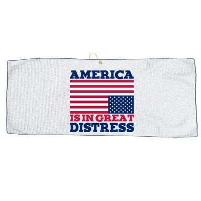 America Is In Great Distress Upside Down Flag Large Microfiber Waffle Golf Towel