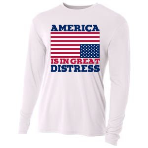 America Is In Great Distress Upside Down Flag Cooling Performance Long Sleeve Crew