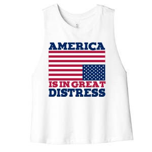 America Is In Great Distress Upside Down Flag Women's Racerback Cropped Tank