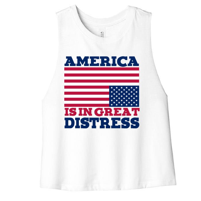 America Is In Great Distress Upside Down Flag Women's Racerback Cropped Tank