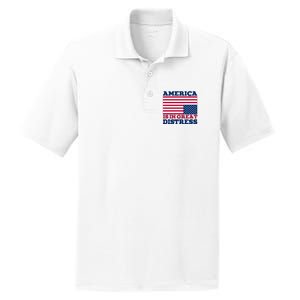 America Is In Great Distress Upside Down Flag PosiCharge RacerMesh Polo