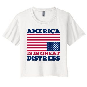 America Is In Great Distress Upside Down Flag Women's Crop Top Tee