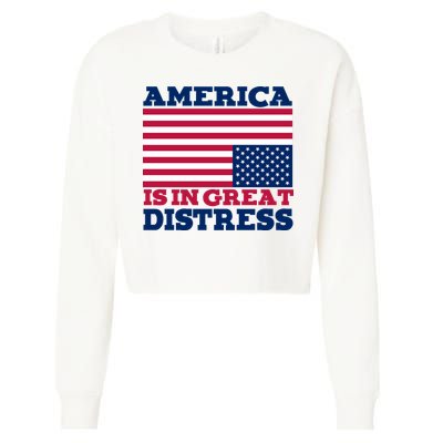 America Is In Great Distress Upside Down Flag Cropped Pullover Crew