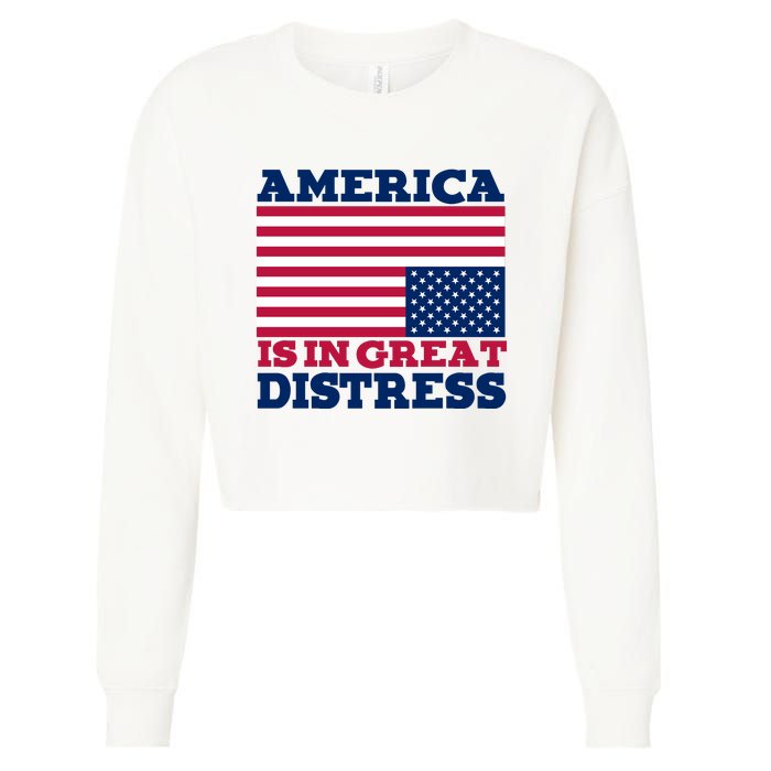 America Is In Great Distress Upside Down Flag Cropped Pullover Crew