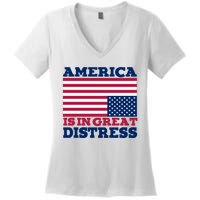 America Is In Great Distress Upside Down Flag Women's V-Neck T-Shirt