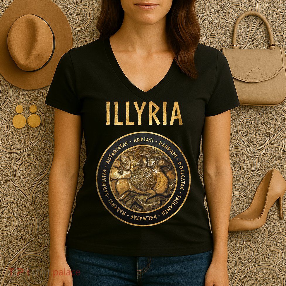 Ancient Illyria Illyrian Tribes Ancient Warrior Symbol Women's V-Neck T-Shirt