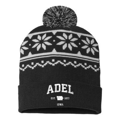 Adel Iowa Ia Vintage Athletic Sports USA-Made Snowflake Beanie