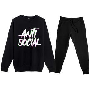 Antisocial Introvert I Hate People Antisocial Club EDM Premium Crewneck Sweatsuit Set