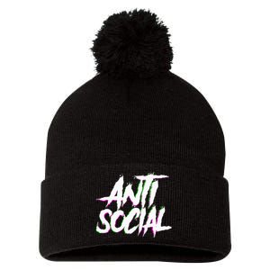 Antisocial Introvert I Hate People Antisocial Club EDM Pom Pom 12in Knit Beanie