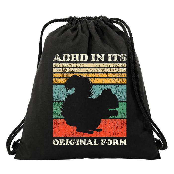 Adhd In Its Original Form Squirrel Drawstring Bag