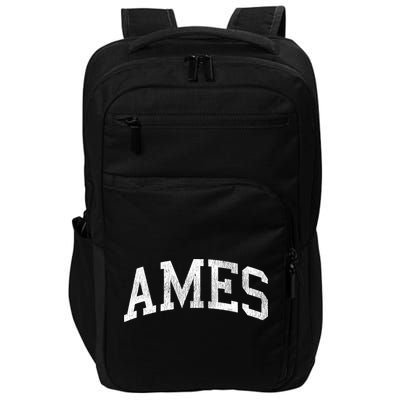 Ames Iowa Ia Vintage Athletic Sports Design Impact Tech Backpack