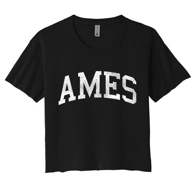 Ames Iowa Ia Vintage Athletic Sports Design Women's Crop Top Tee