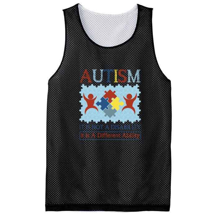 Autism It Is Not A Disability It Is A Different Ability Autism Awareness Month Mesh Reversible Basketball Jersey Tank