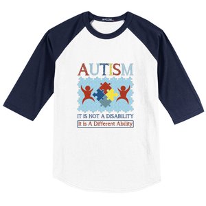 Autism It Is Not A Disability It Is A Different Ability Autism Awareness Month Baseball Sleeve Shirt