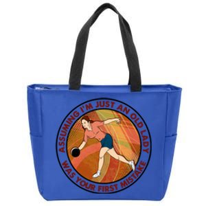 Assuming Im Just An Old Lady Bowling Was Your First Mistak Cute Gift Zip Tote Bag