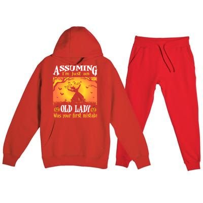 Assuming Im Just An Old Lady Was Your First Mistake Witch Cute Gift Premium Hooded Sweatsuit Set