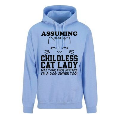 Assuming IM Just A Childless Cat Lady Dog Owner Too Unisex Surf Hoodie