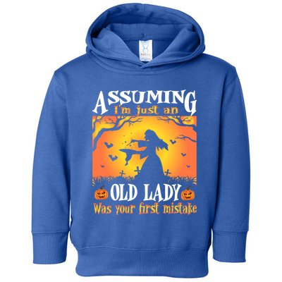 Assuming Im Just An Old Lady Was Your First Mistake Witch Cute Gift Toddler Hoodie