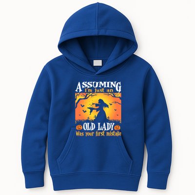 Assuming Im Just An Old Lady Was Your First Mistake Witch Cute Gift Kids Hoodie