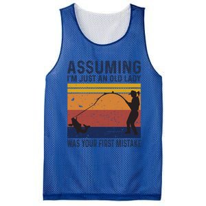 Assuming Im Just An Old Lady Was Your First Mistake Fishing Gift Mesh Reversible Basketball Jersey Tank