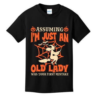 Assuming I Just An Old Lady Was Your First Mistake Halloween Kids T-Shirt