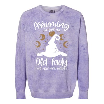 Assuming Im Just An Old Lady Was Your First Mistake Witch Gift Colorblast Crewneck Sweatshirt