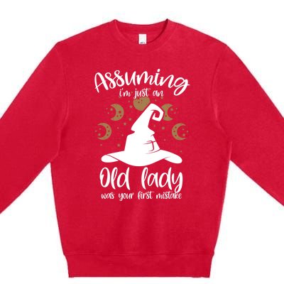 Assuming Im Just An Old Lady Was Your First Mistake Witch Gift Premium Crewneck Sweatshirt