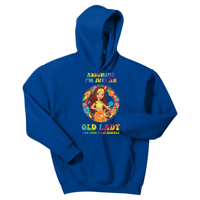 Assuming Im Just An Old Lady Hippie Hippies Retro Hippy Cute Gift Kids Hoodie