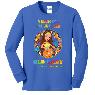 Assuming Im Just An Old Lady Hippie Hippies Retro Hippy Cute Gift Kids Long Sleeve Shirt