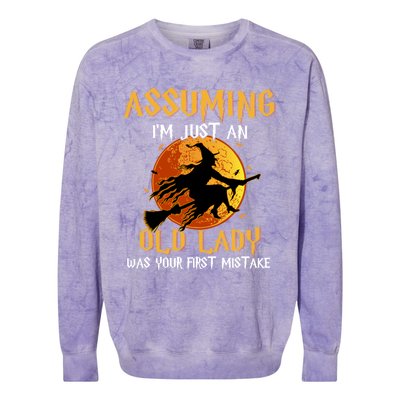 Assuming Im Just An Old Lady Was Your First Mistake Witch Gift Colorblast Crewneck Sweatshirt