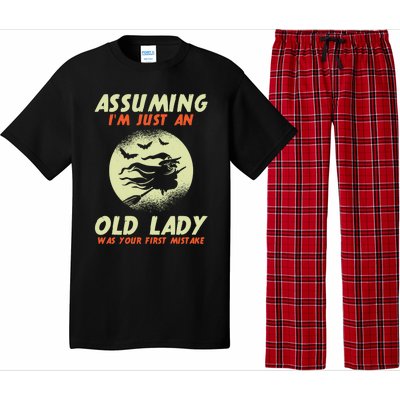 Assuming Im Just An Old Lady Was Your First Mistake Witch Gift Pajama Set