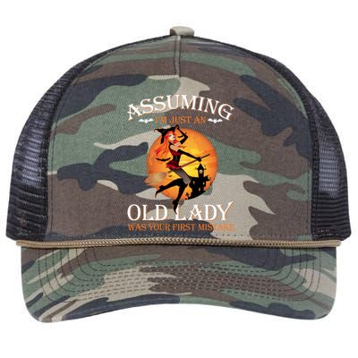 Assuming Im Just An Old Lady Was Your First Mistake Witch Meaningful Gift Retro Rope Trucker Hat Cap