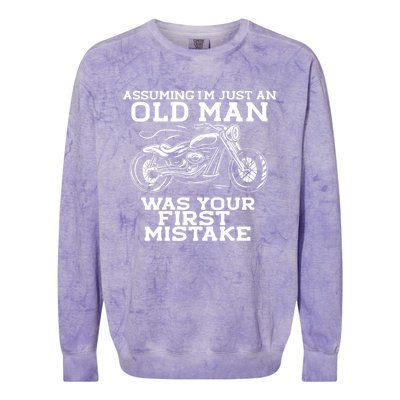 Assuming Im Just An Old Was A Mistake Motorcycle Meme Meaningful Gift Colorblast Crewneck Sweatshirt