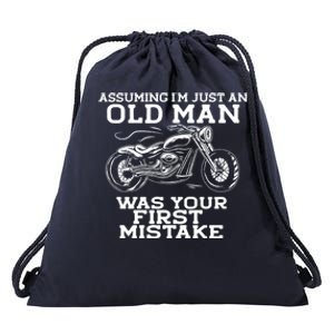 Assuming Im Just An Old Was A Mistake Motorcycle Meme Meaningful Gift Drawstring Bag