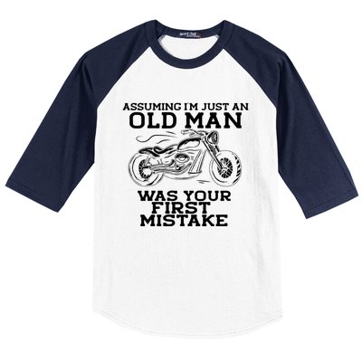 Assuming Im Just An Old Was A Mistake Motorcycle Meme Meaningful Gift Baseball Sleeve Shirt