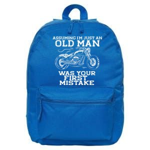 Assuming Im Just An Old Was A Mistake Motorcycle Meme Gift 16 in Basic Backpack