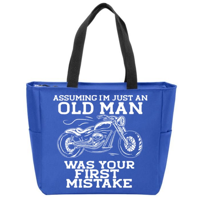 Assuming Im Just An Old Was A Mistake Motorcycle Meme Gift Zip Tote Bag