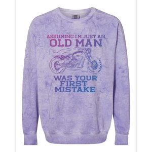 Assuming Im Just An Old Was A Mistake Motorcycle Meme Meaningful Gift Colorblast Crewneck Sweatshirt