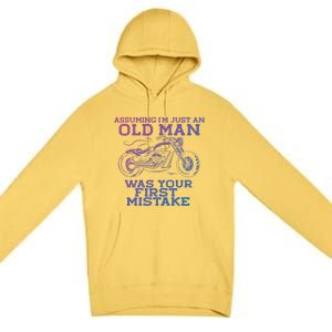 Assuming Im Just An Old Was A Mistake Motorcycle Meme Meaningful Gift Premium Pullover Hoodie