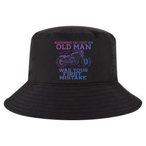 Assuming Im Just An Old Was A Mistake Motorcycle Meme Meaningful Gift Cool Comfort Performance Bucket Hat